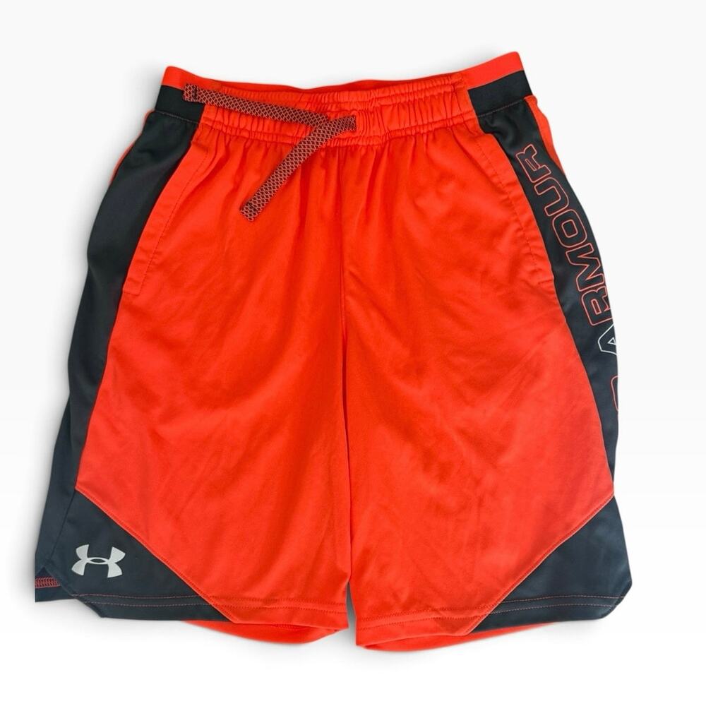 Under Armour Loose Fit Orange Shorts - Youth Large
